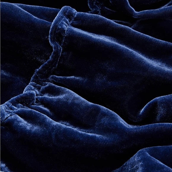 Hill House Navy Velvet Ellie Nap Dress S Holiday Midi Tired Ruched Sleeveless - Picture 3 of 14